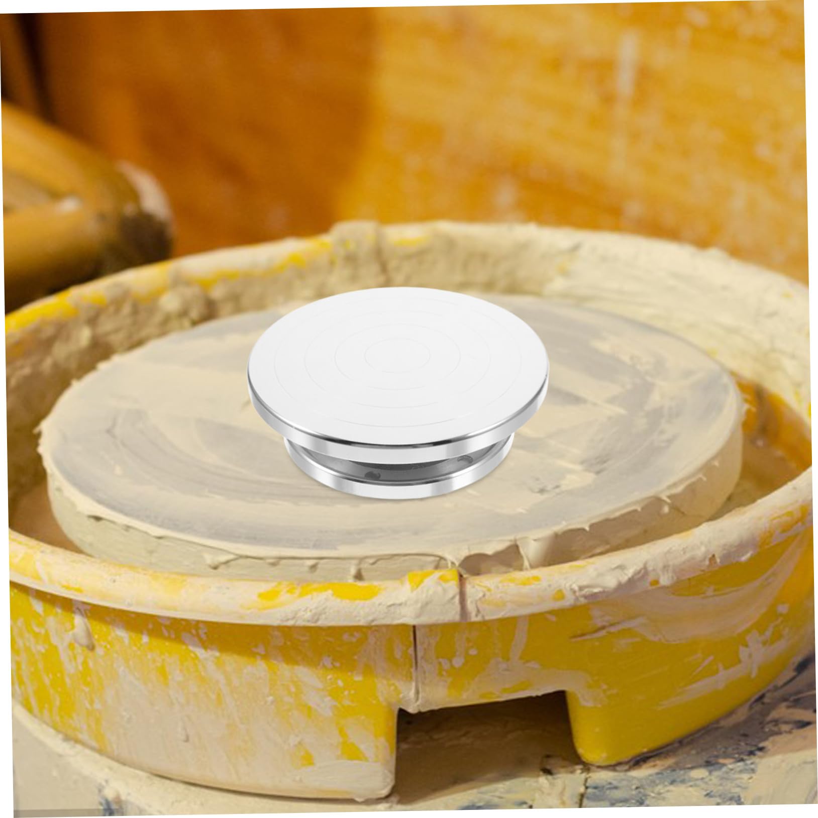 Plato Giratorio de Arcilla de Aluminio de Base Rotatoria Estable con Rodamiento y Anillo Antideslizante Doble Cara para Escultura y Cerámica Manual