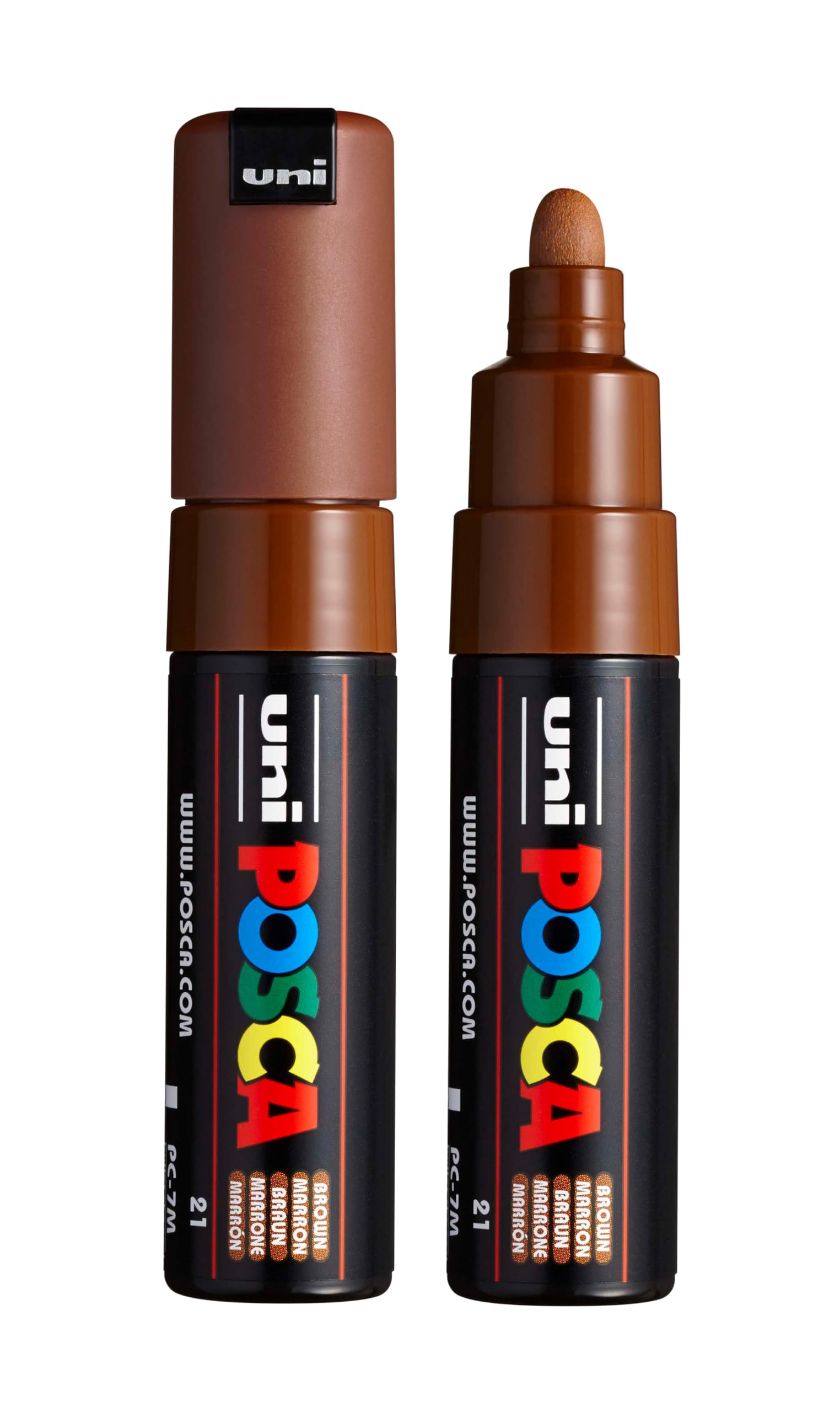 uni PC-7M Water-Based Paint Markers, Broad Tip (4.5-5.5mm), Brown, 2 Count