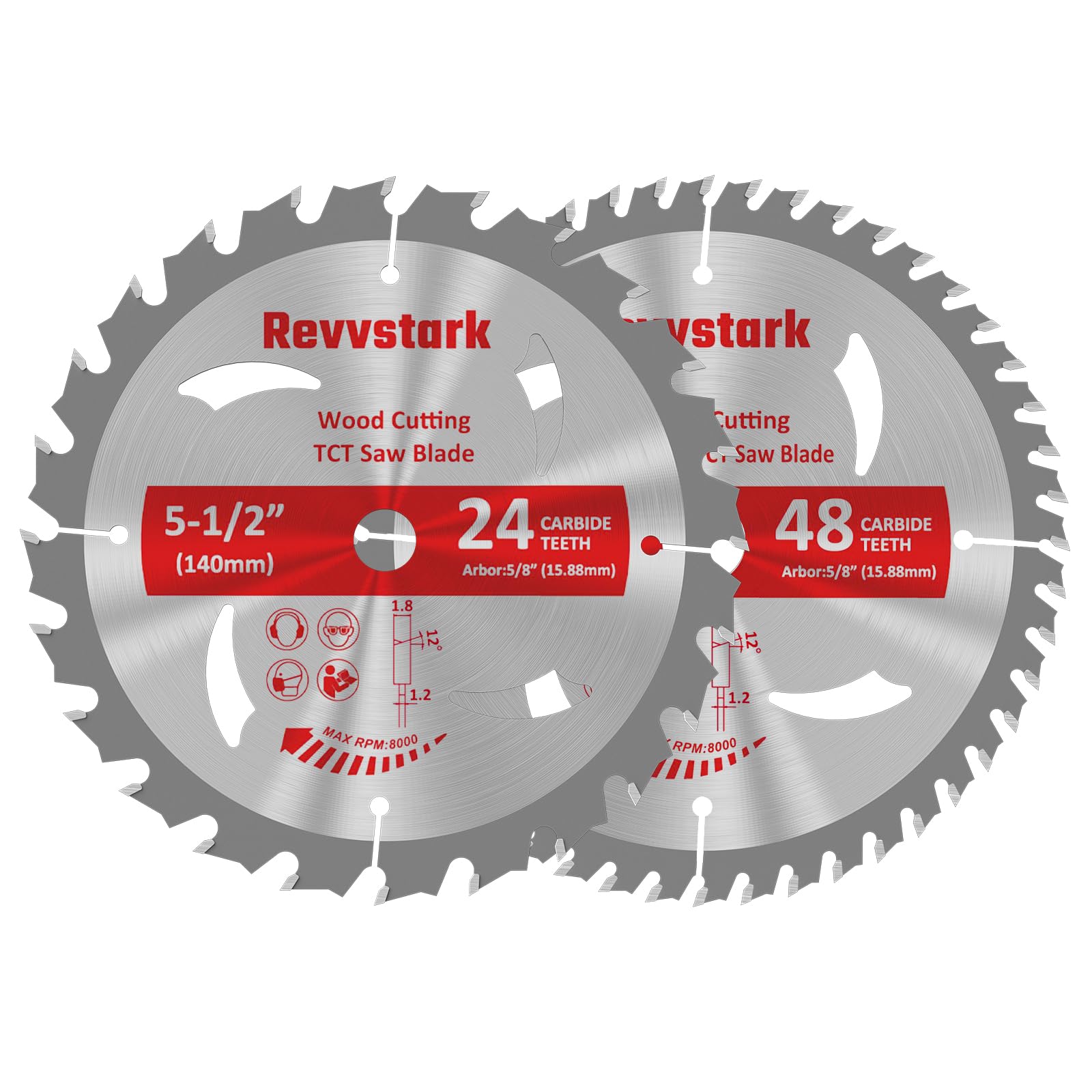 5-1/2 Inch 24T&48T with 5/8-Inch Arbor(15.88mm) Circular Saw Blade, TCT Saw Blades, Professional for Wood Cutting
