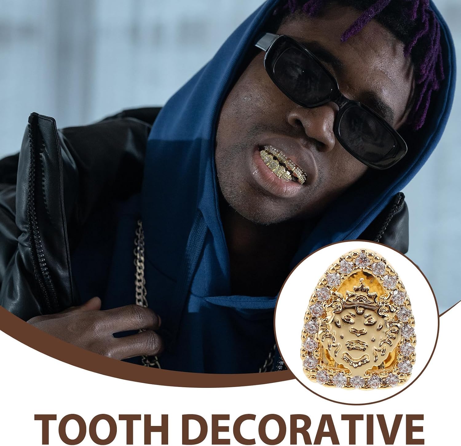 Halloween Hip Hop Lion Pattern Zinc Alloy Teeth Grill for Men Women image 3