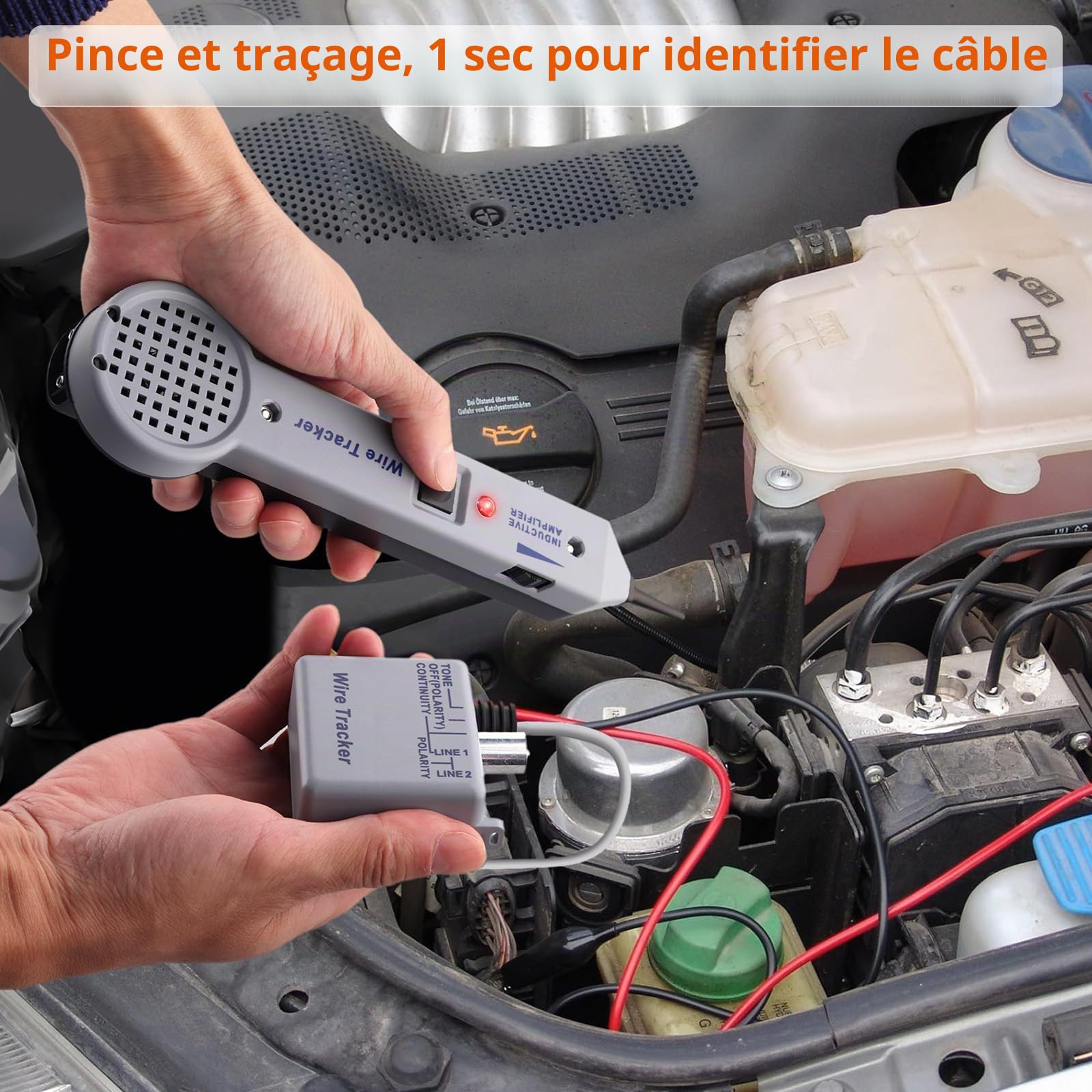 Proster Traceur de Cable Electrique,Kit Générateur de Tonalité 200PE Test de Câble Amplifi Inductif avec Volume Réglable pour Traceur de Cable pour Lignes Téléphoniques et Câbles avec Sac de Stockage