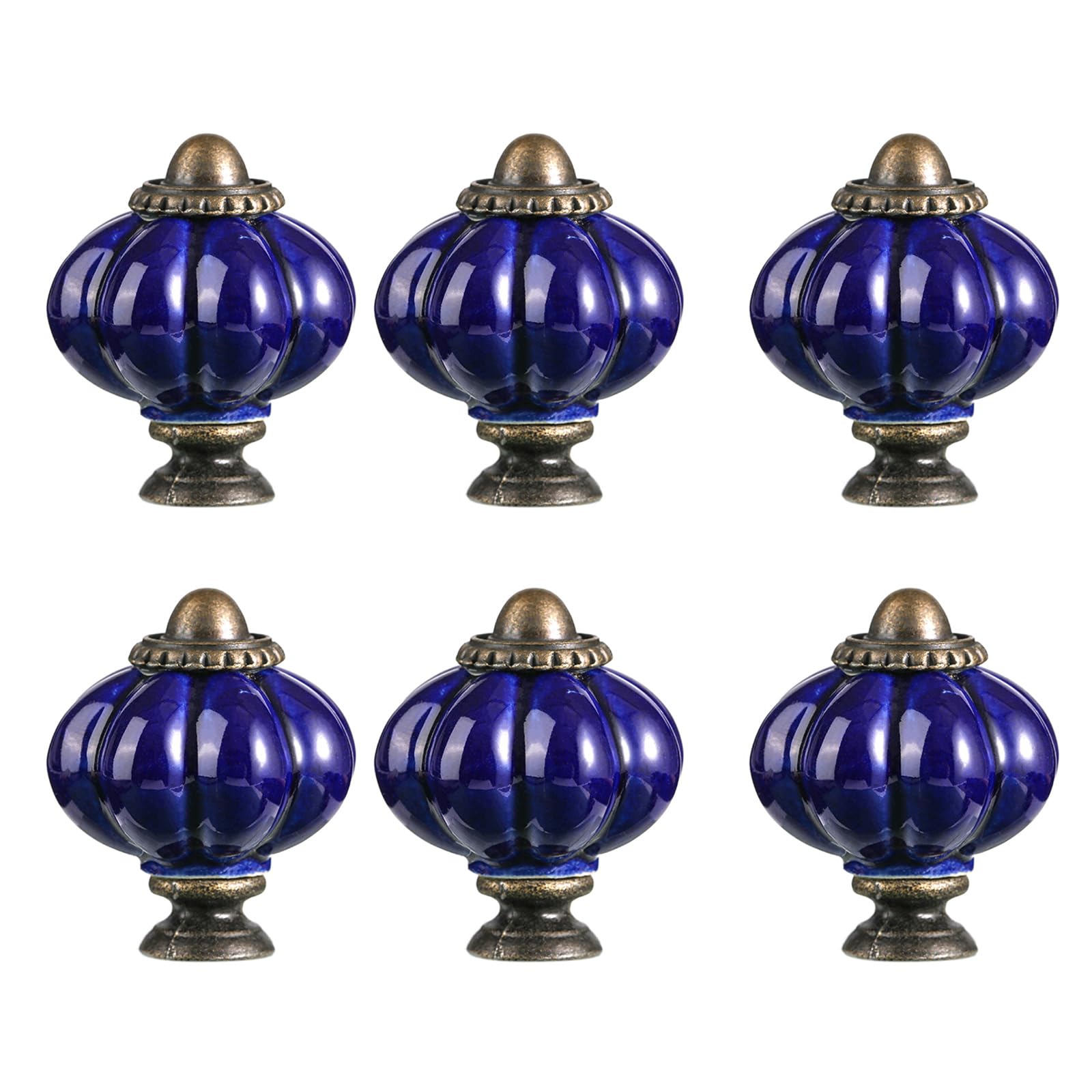 6Pcs Ceramic Cabinet Handles, Pumpkin Drawer Knobs for Bedroom Dresser Kitchen Cupboard Pulls Single Hole Drawer Handles Dressers Replacement