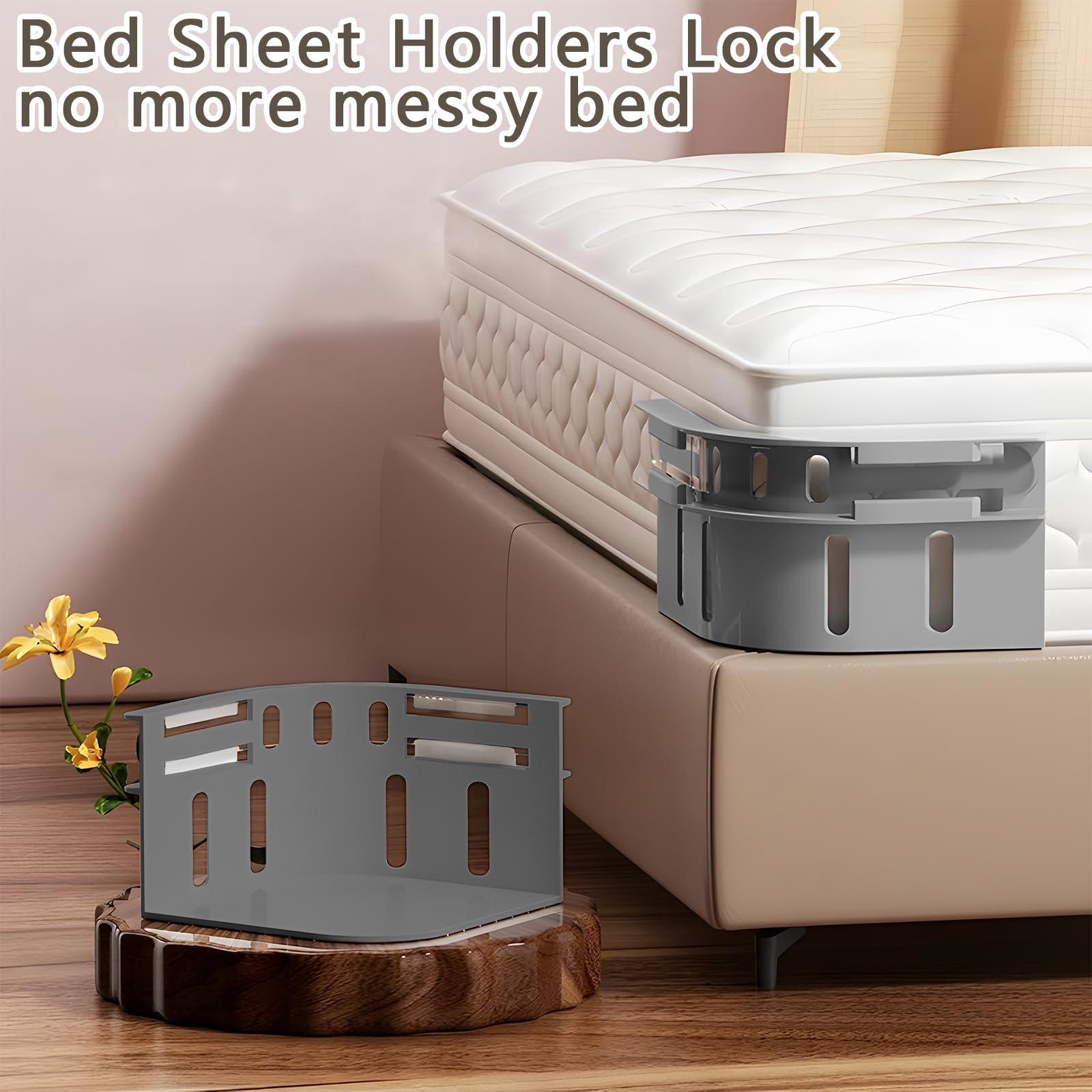 JXAXD Bettlakenhalter Set - 4 Halter Mit 8 Clips Gegen Verrutschen