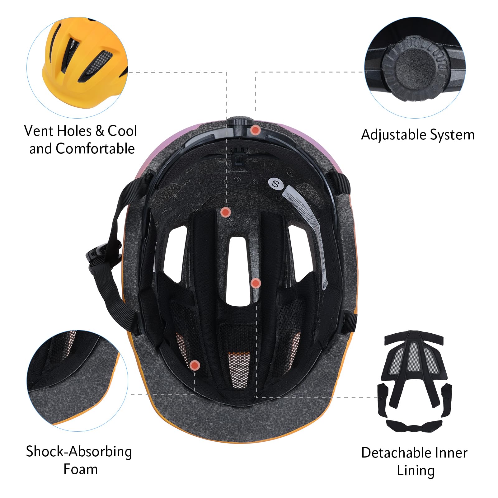YOOXARMOR Kaski rowerowe dla dzieci, regulowany kask dla dziewczynek i chłopców w wieku 3-5-8 lat, lekki kask niemowlęcy/niemowlęcy do jazdy, deskorolki, BMX, roweru, skutera