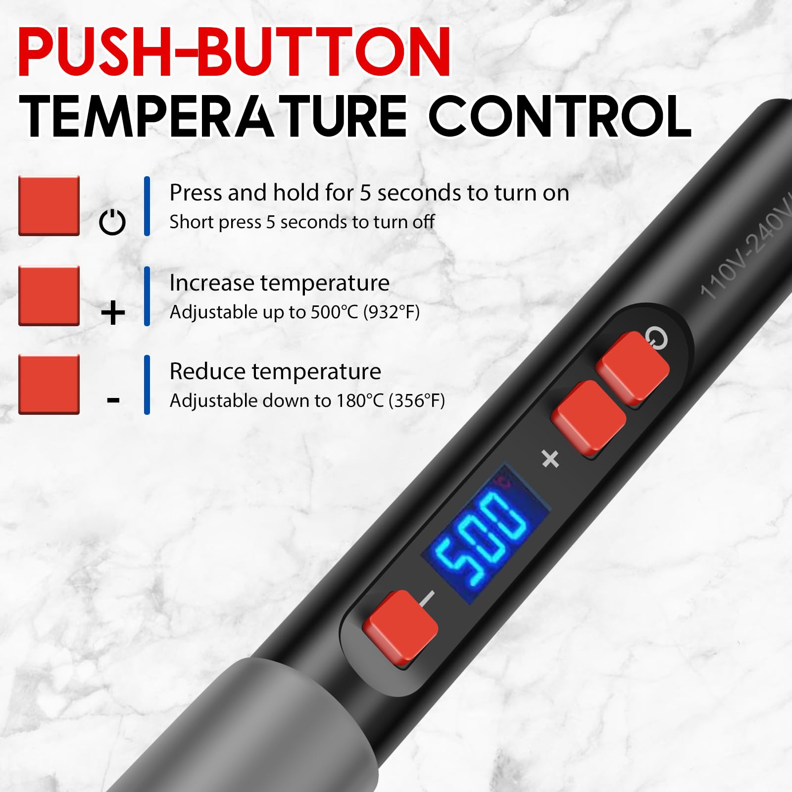 LYDODOKA Soldering Iron Kit, 90W 110V LCD Digital Solder Iron Pen, 3 In 1 Household High-Power Welding Tools with Tips, Stand, Solder Wire & Cover, Industrial Grade Adjustable Temperature Repair Tool