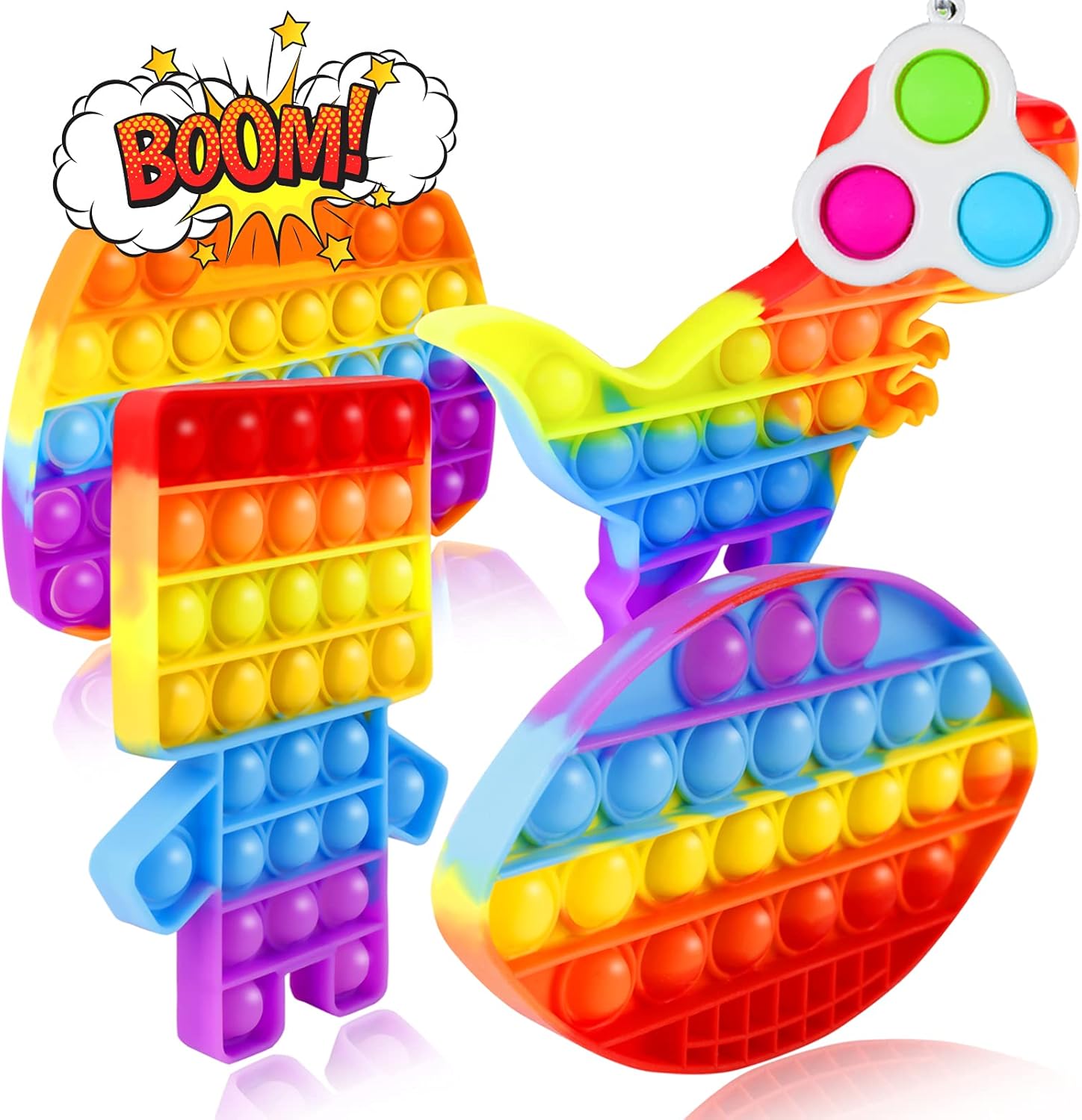 Pop Fidget Rainbow Tye Dye Figetget Sensory Toy Autism Needs Stress Relieve, Blowing,Bubble Game Gift Special for Kids Teen Adult : Toys & Games