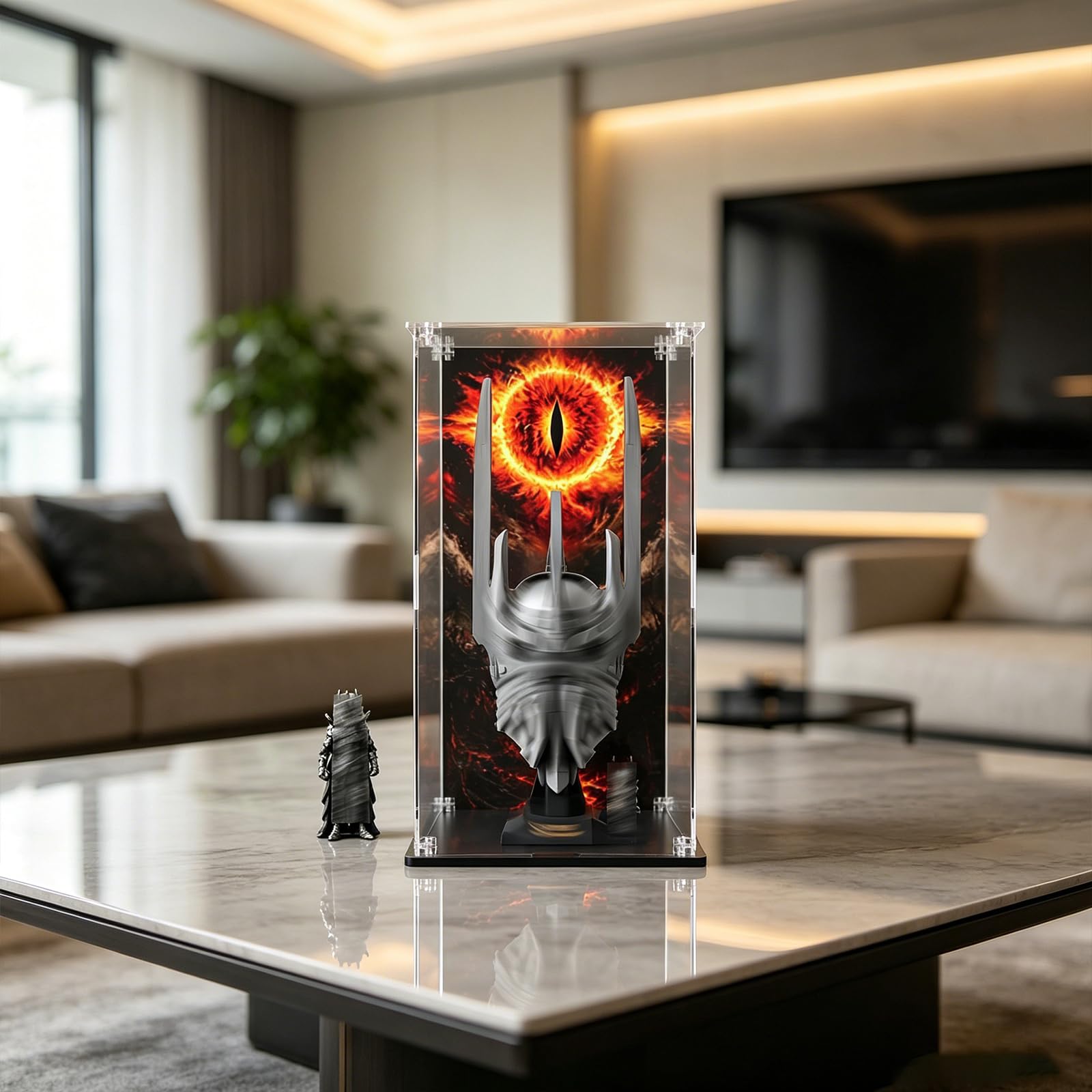 Witryna akrylowa do Lego 11373 Casque de Sauron , pyłoszczelna, 18 x 18 x 35 cm, przezroczysty wyświetlacz odporny na zarysowania, odporny na żółknięcie (tylko witryna) (Fond)