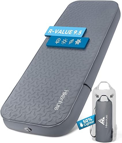 Miniatura 9 de Hikenture Colchoneta de dormir autoinflable de 4 pulgadas de grosor, colchón de espuma y aire para campamento, tapete de dormir aislado de valor R