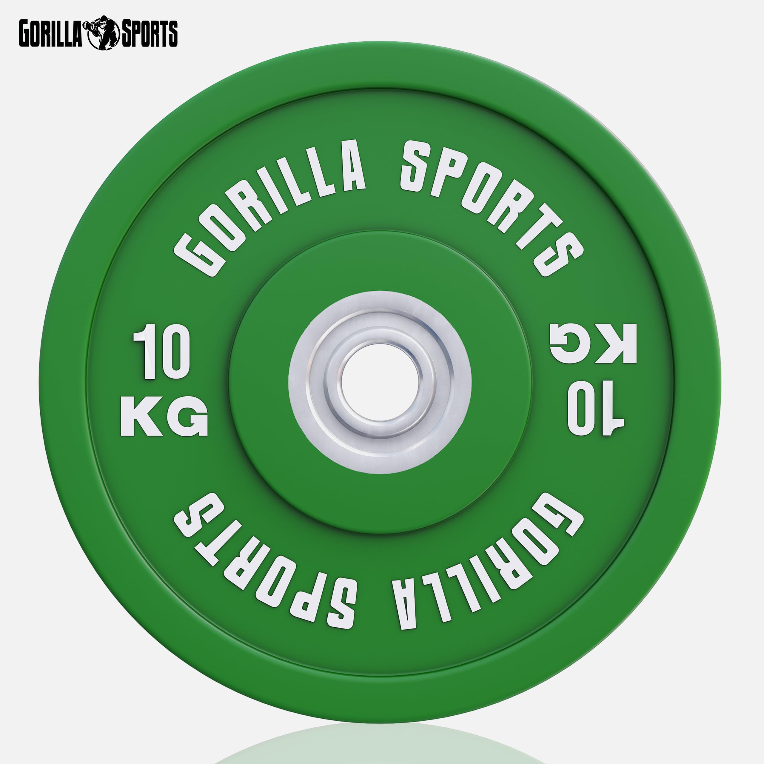 GORILLA SPORTS® Bumper Plates - Discos de pesas (50 mm, individuales, 5/10/15/20/25 kg, hierro fundido, engomado)
