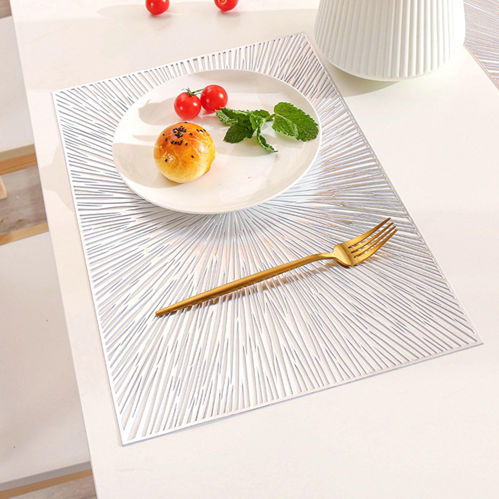Mantel individual lavable rectangular, juego de 6 manteles individuales antimanchas, diseño de fuegos artificiales vacíos, manteles individuales PVC antideslizantes resistentes al calor