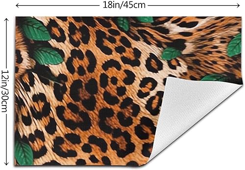 Miniatura 2 de 6 PCS PVC Placemats Set Place Mats Beautiful Leopard Skin Pattern Non-Slip Weave Place Mats 12" x 18" Farmhouse Table Mat Set for Family Dinners