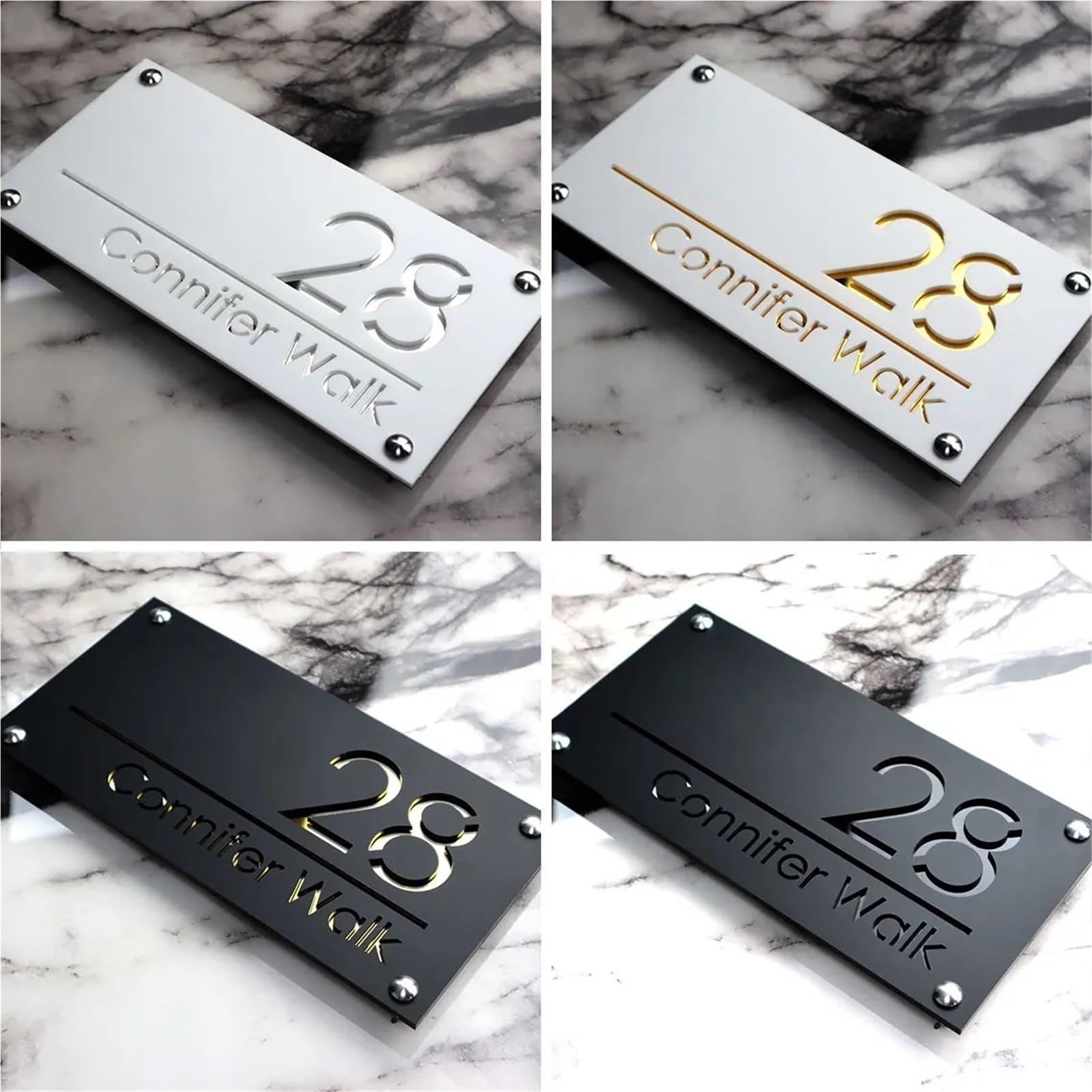 Cartello con indirizzo in acrilico for esterni personalizzato - Numeri civici personalizzati e targhe con nomi di vie, arte murale resistente alle intemperie for la decorazione della casa - regalo uni