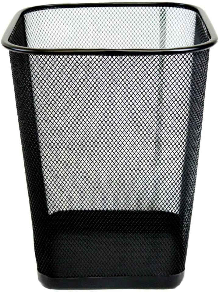 Best House | Metal Mesh Bins | Square | 9 Litres | BLACK | Pack of 1 | Metal Wire Waste Basket Paper Bin | Lightweight and Sturdy Rubbish Bin | Ideal for Kitchen Home Office Living Room Bedroom