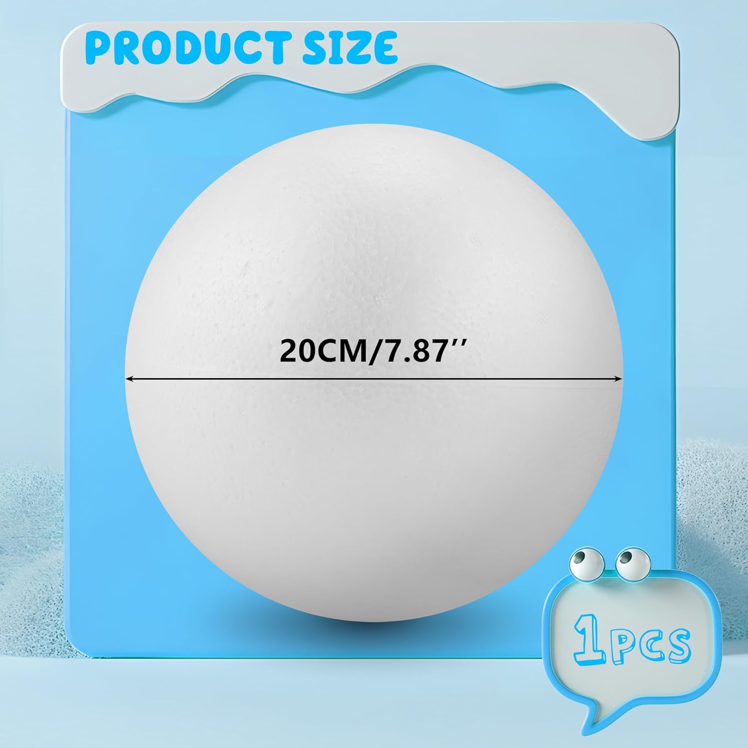 LuckyFoam Styrofoam Round Balls 8 Inch,1PC Large White Half Foam Balls for Crafts, DIY Craft Giant Foam Balls for Home and School,Smooth Solid Round Balls