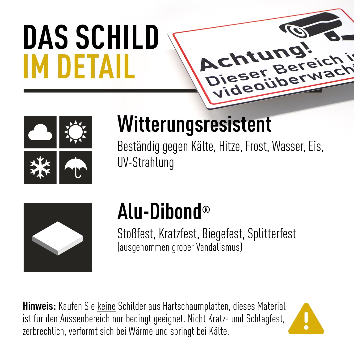 Warnschild „Videoüberwachung“ – Alu-Schild 14x19 Cm Für Haus & Grundstück