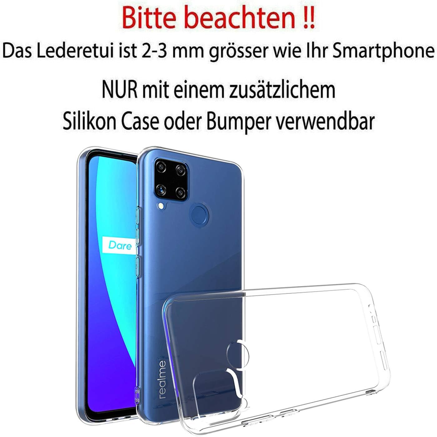 Suncase Mobile Phone Case Compatible with Realme C11 with Additional Case / Shell / Bumper / Silicone *Pull Up Tab Feature * Mobile Phone Case Protective Case in Antique Coffee - Image 3