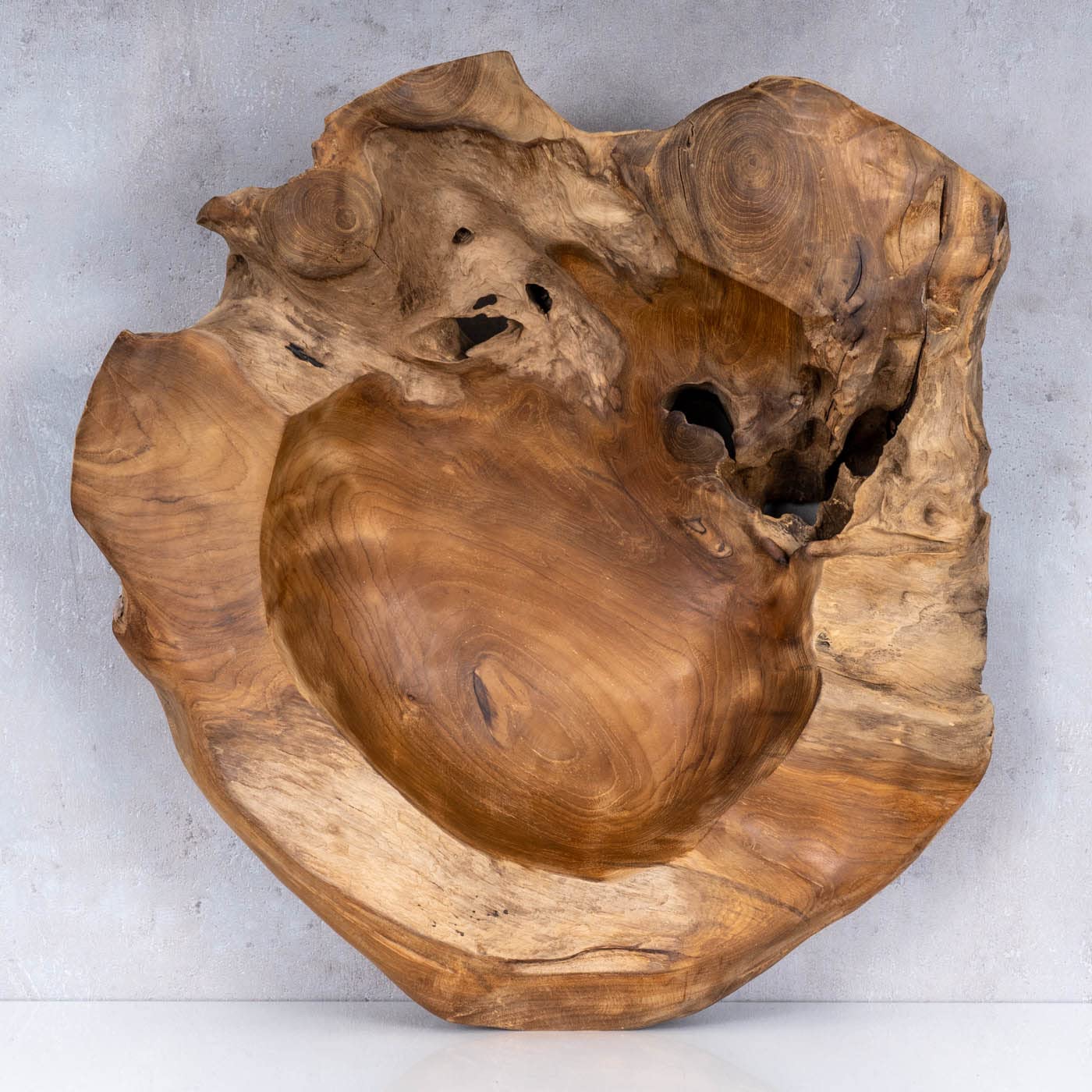 levandeo Cuenco de madera de teca maciza, 50 cm, decoración de mesa