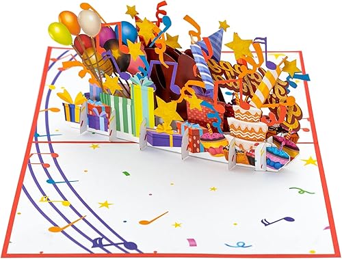 Miniatura 5 de iGifts And Cards Tarjeta desplegable 3D de feliz cumpleaños 19 – Diseño rojo con números de purpurina, globos, pasteles y regalos – Regalo único