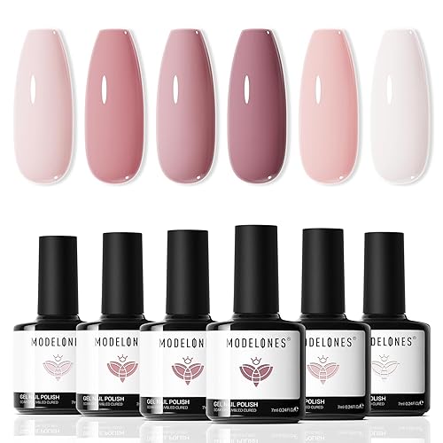 Vista 182 de Modelones - Set de esmaltes de uñas de gel, otoño, invierno, 6 colores, tono nude, esmalte de gel marrón, beige, caqui, juego de esmalte de uñas Un