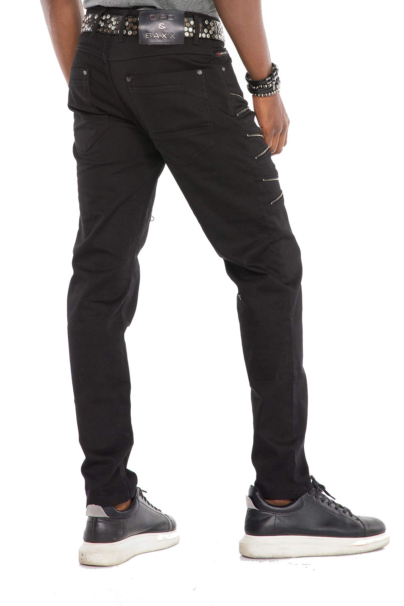 Cipo & Baxx Pantalones vaqueros de corte recto para hombre, con cremallera