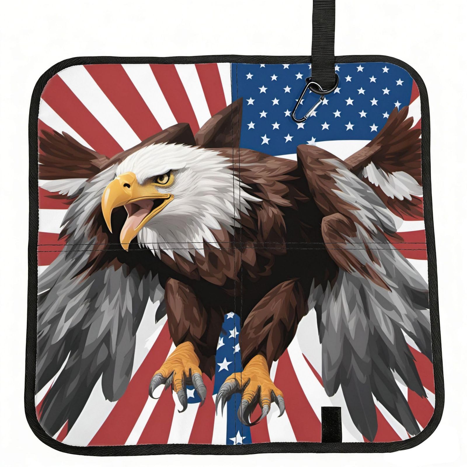NImongt Eagle With Usa Flag Print Portable Chair Pad Foldable Seat Cushion Outdoor Seating Office Picnic Camping
