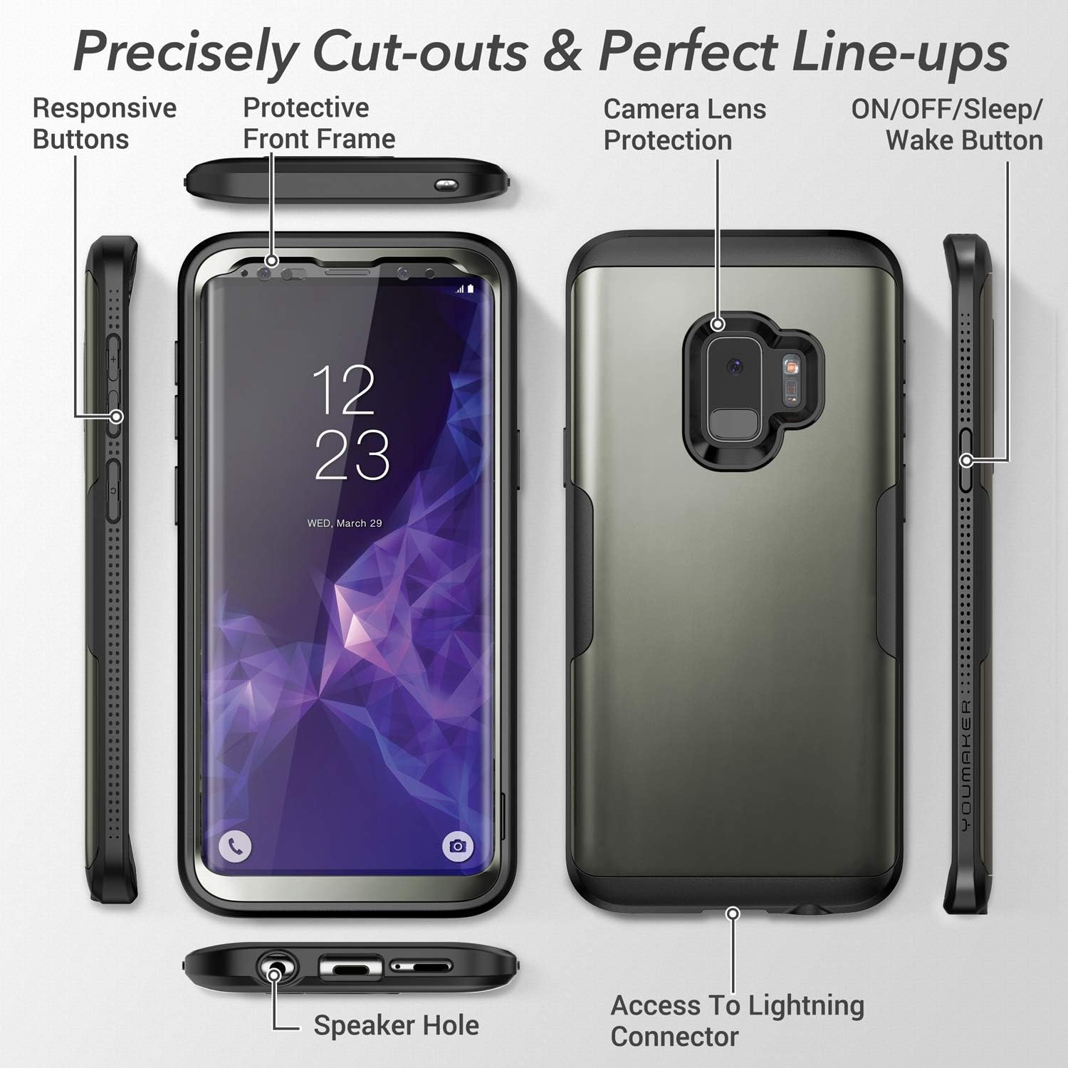 Super Sale 🛒 YOUMAKER Galaxy S9 Case,Metallic Gun with Built-in Screen Protector Heavy Duty Protection Shockproof Slim Fit Full Body Case Cover for Samsung Galaxy S9 5.8 inch - Gun Metal/Black Black Friday - 80% OFF YOUMAKER Galaxy S9 Case,Metallic Gun with Built-in Screen Protector Heavy Duty Protection Shockproof Slim Fit Full Body Case Cover for Samsung Galaxy S9 5.8 inch - Gun Metal/Black