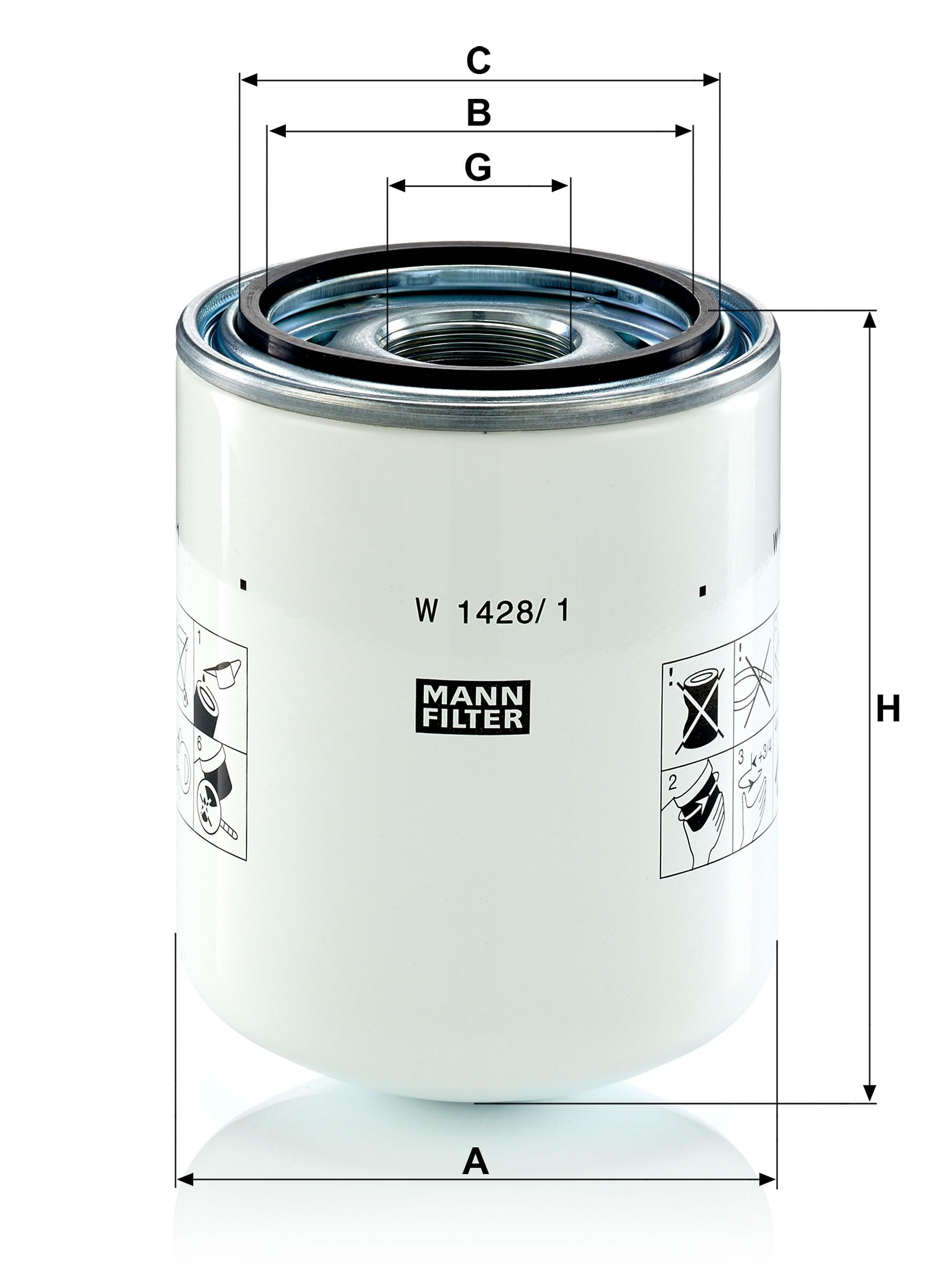 MANN-FILTER W 1428/1 Filtro de aceite Hidráulico - para Aplicaciones fuera de autopista