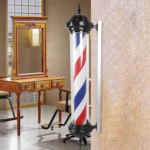 Miniatura 2 de DYRABREST 40 "LED barbería poste luz barbería barra giratoria rojo blanco azul tiras LED estilo clásico salón de peluquería luz barra LED tiras