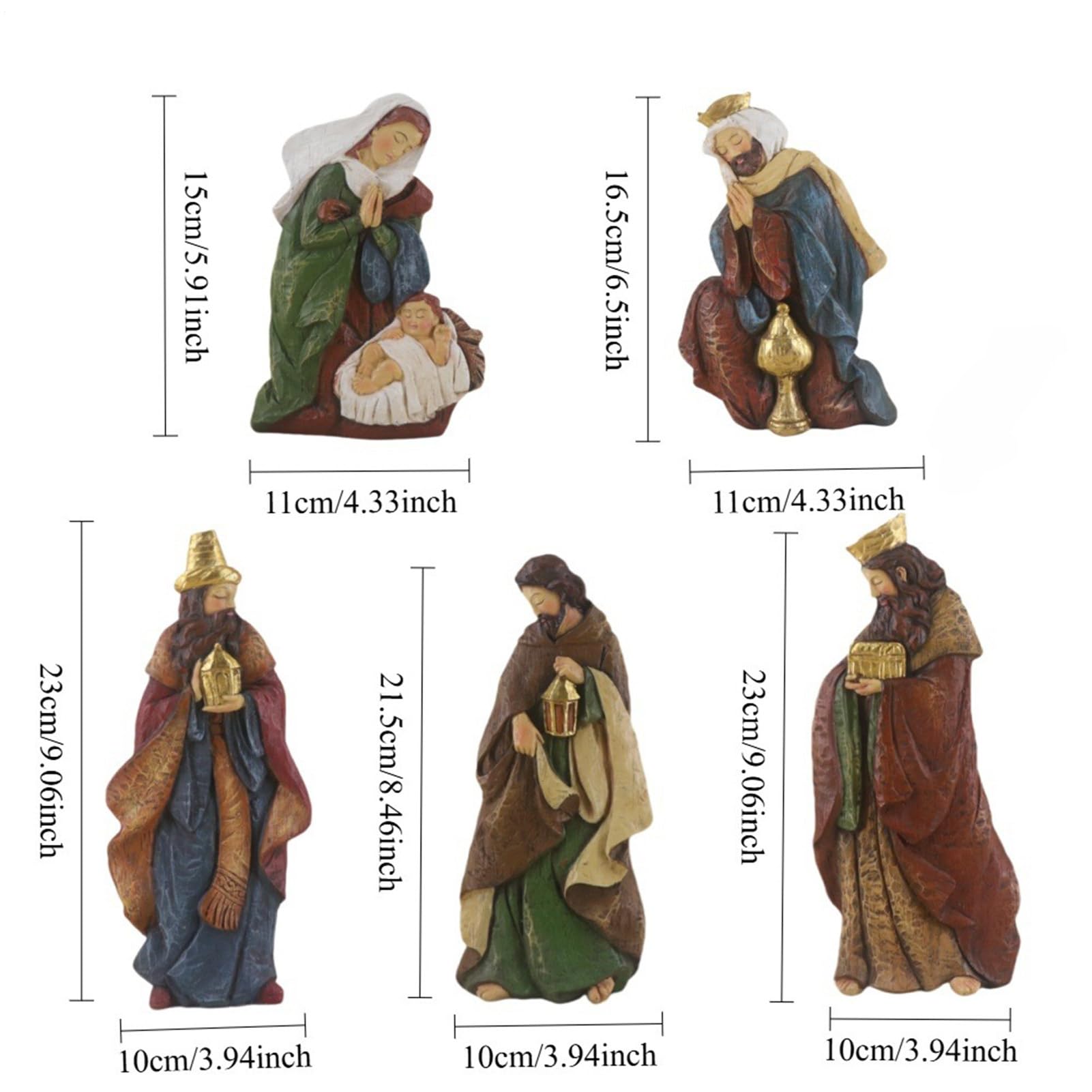 Set Per Presepe Set Classico In Resina Da 5 Pezzi | Scena Della Nascita Di Gesù Decorazione Interna Per Davanzale Chiesa Portico Tavola Da Pranzo Scuola Bambini Adulti Madre