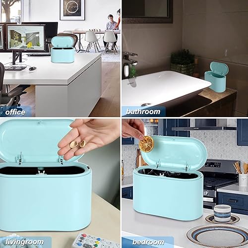 Miniatura 7 de Acrux7 Mini cubo de basura con tapa cubo de basura de plástico pequeño de escritorio extraíble pequeño cubo de basura desplegable para encimera