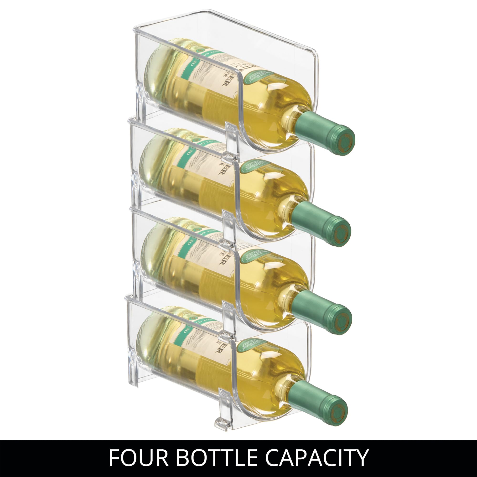 InterDesign iDesign Stapelbarer Flaschenhalter, 4er-Set, transparent | Für Wasser- oder Weinflaschen