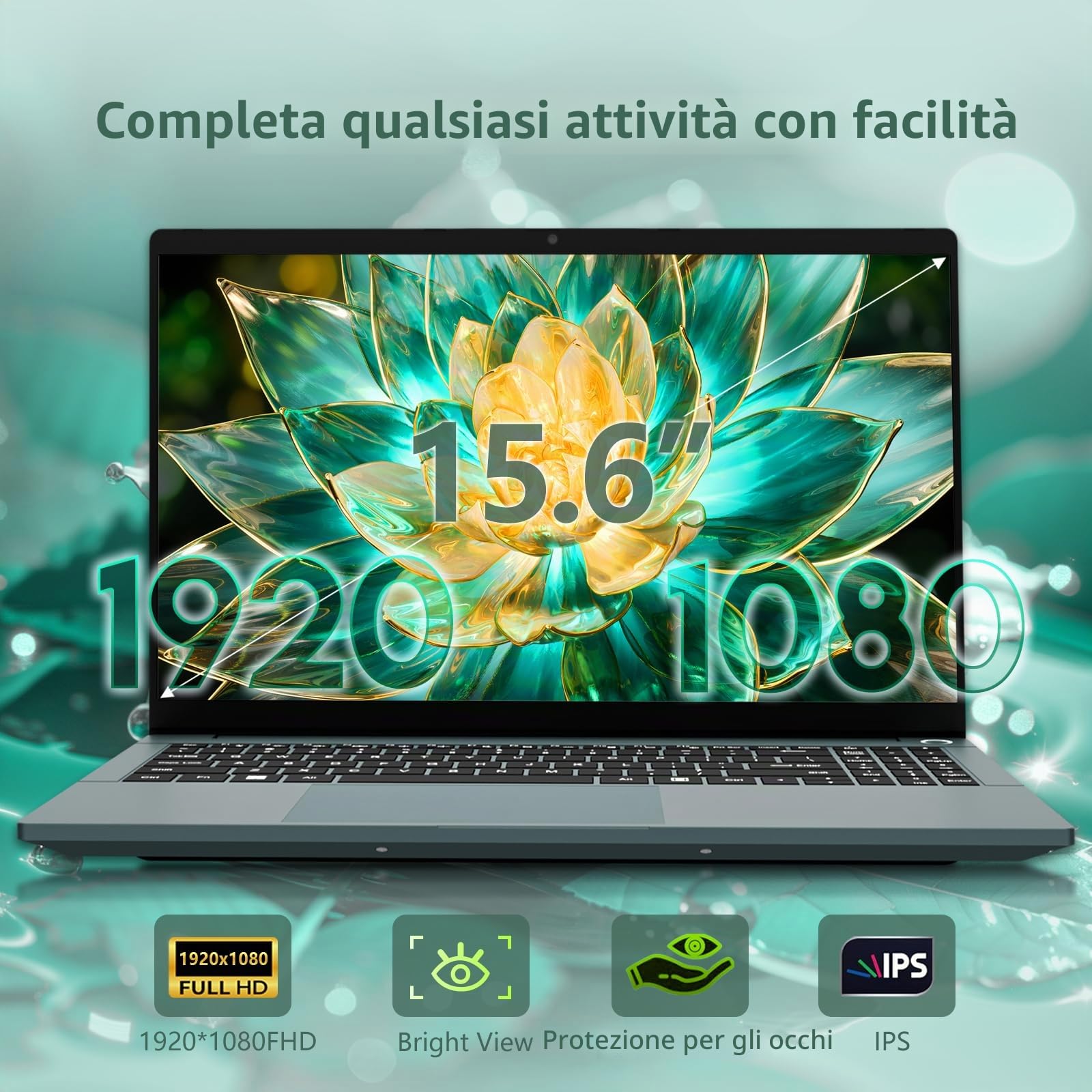 Notebook 15,6 Pollici, AND Ryzen 5 7520H, Win11 PC Portatile 16 GB RAM 512 GB SSD, Laptop Grafica Radeon, Digitale Tastiera Retroilluminata/Sblocco Impronta Digitale, Type-C+Mini-HDMI+5000mAh Battery