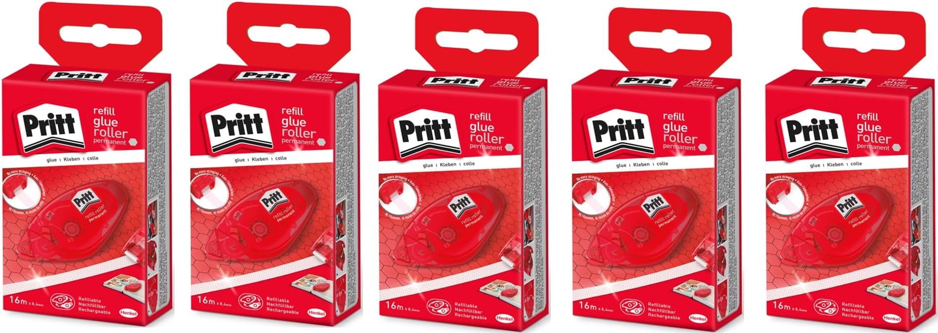 Pritt Zrrph Adhesive Refill, Permanent, Tape Length: 16 m, Tape Width: 8.4 mm Pack of 5