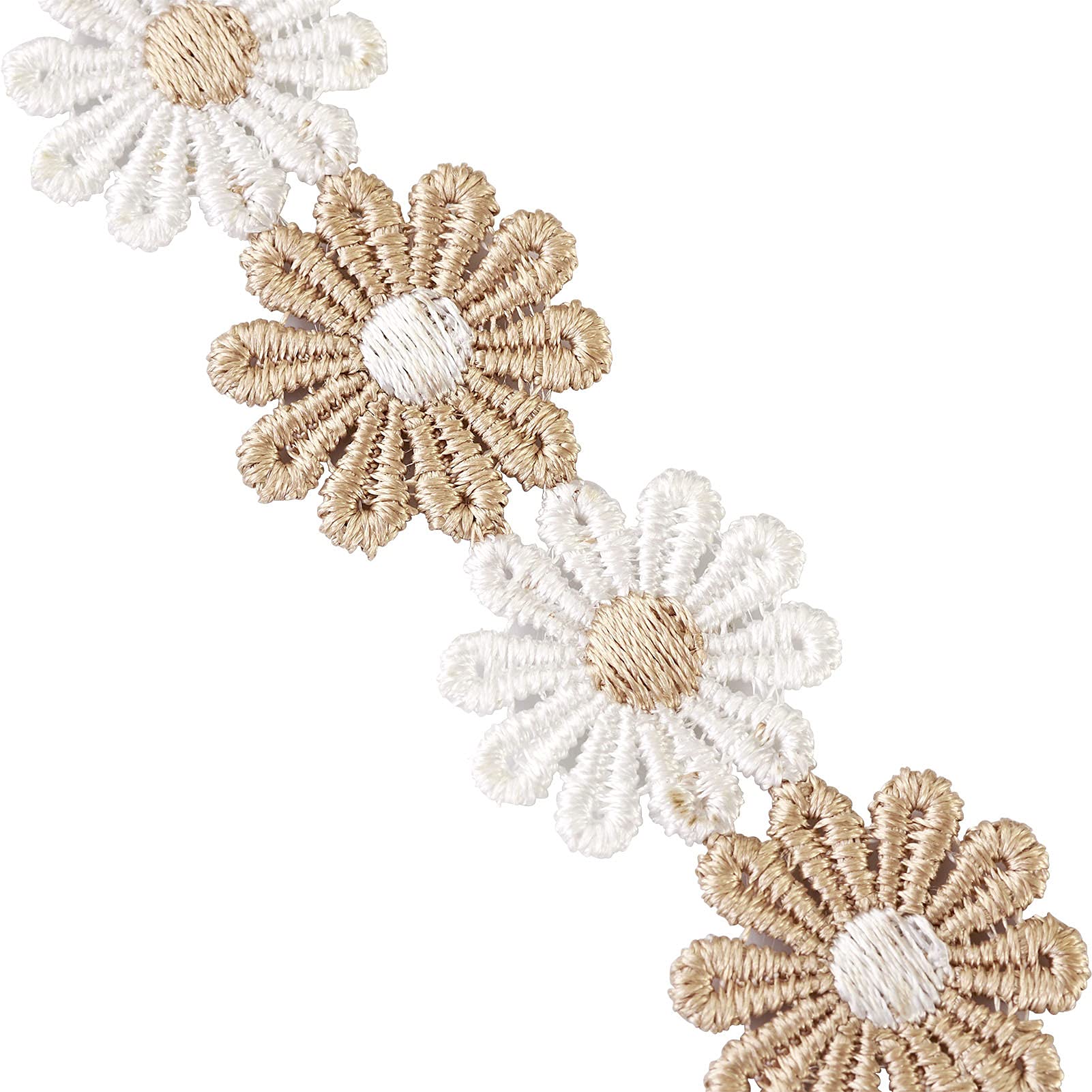 Pandahall 15 Yards Daisy Sunflower Decorating Lace Trim 1 Inch Wide Navajo White Floral Embroidered Trim Ribbons for Applique Headband Sewing and Craft Projects Wedding Party Decor - Image 3
