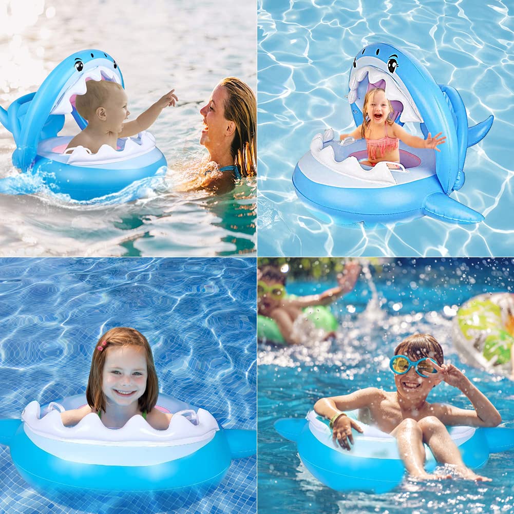 Bouée De Natation Bébé Avec Toit Pare-Soleil Amovible – Protection UPF 50+, Bretelles Réglables, Flottabilité Double, Pour Enfants 3-36 Mois (8-20 Kg), Idéale Piscine, Plage Et Voyage
