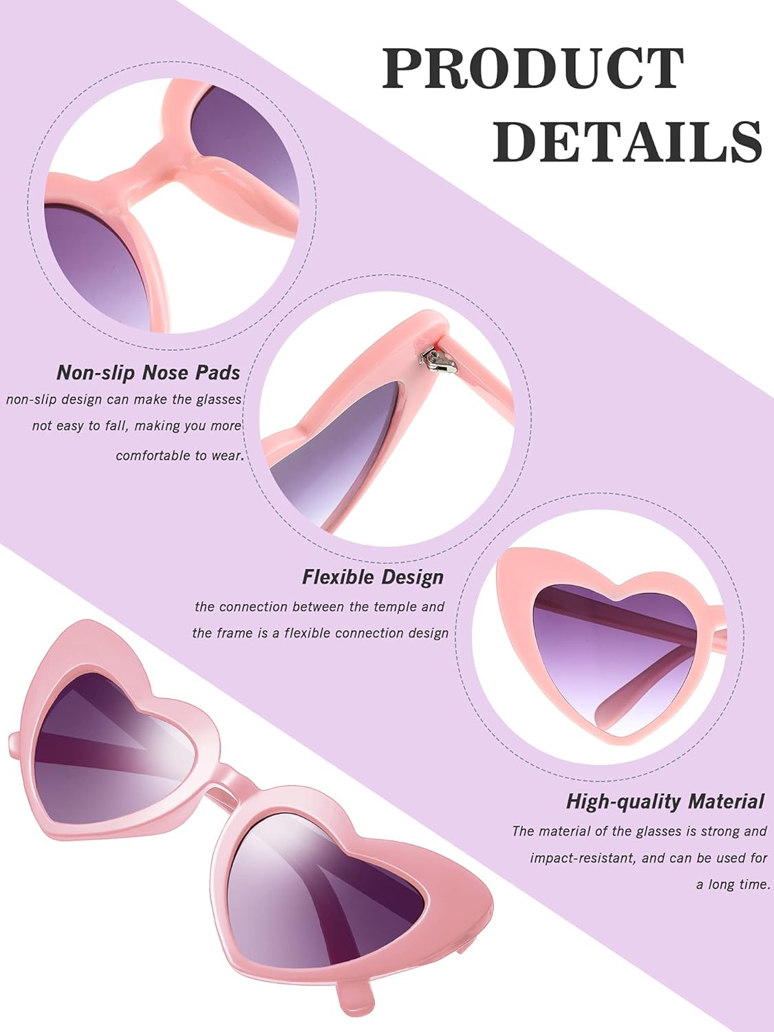 Weewooday 10 Pairs Heart Sunglasses Cat Eye Bachelorette Bridesmaid Sunglasses for Women Wedding Bachelorette Party Favors - Image 3