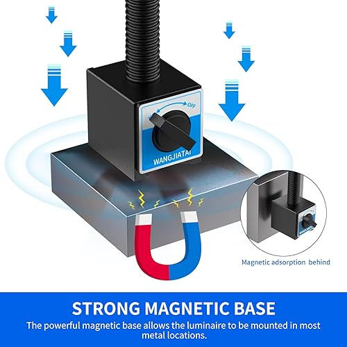 Miniatura 6 de Luz de trabajo magnética, 2000 lúmenes, luz LED para máquina con base magnética fuerte, lámpara magnética flexible de 20 pulgadas para garaje,