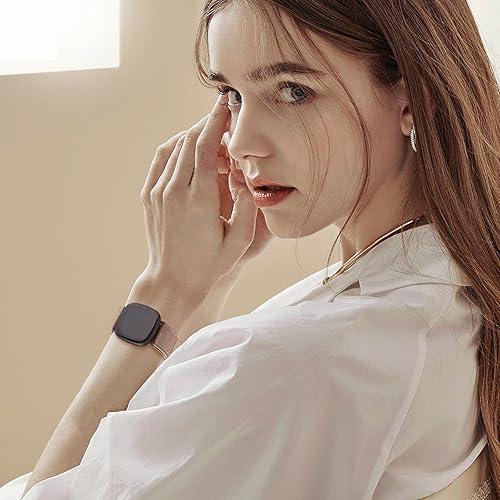 Miniatura 6 de Zspoly Paquete de 4 correas elásticas de nailon, compatibles con Fitbit Versa 4Fitbit Versa 3Fitbit Sense 2Fitbit Sense, correa ajustable suave