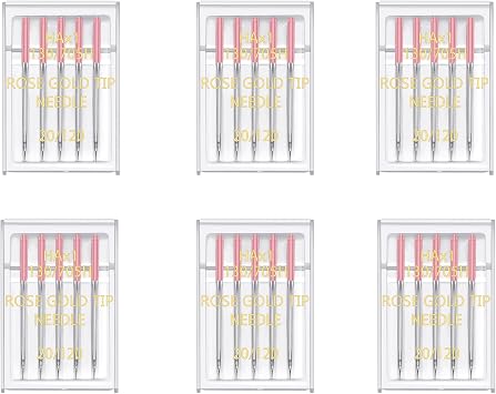 Bequilter 30Pcs Universal Sewing Machine Needles 6 Pack Regular Point Flat Shank Needle Compatible with Singer, Brother Home Sewing Machines HAX1 65/9, 75/11, 90/14, 100/16, 110/18,120/20 120/20