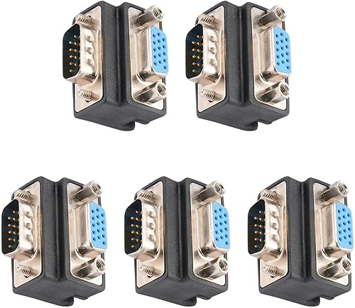 Miniatura 8 de J&D DB15 Adaptador VGA de 90 grados de 15 pines (paquete de 2), D sub 15 conector recubierto de níquel de ángulo recto macho a hembra VGA 15 Pin
