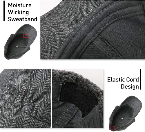 Miniatura 6 de Jeff & Aimy Gorra de béisbol unisex de invierno con orejeras trampero de caza, sombrero de esquí, 21.3-24.4 in