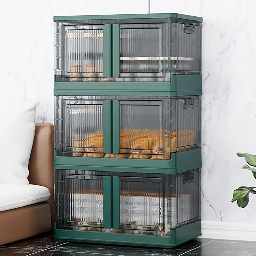 Miniatura 1 de Contenedores de almacenamiento apilables, contenedores de almacenamiento de plástico, contenedores de almacenamiento plegables para organizar,