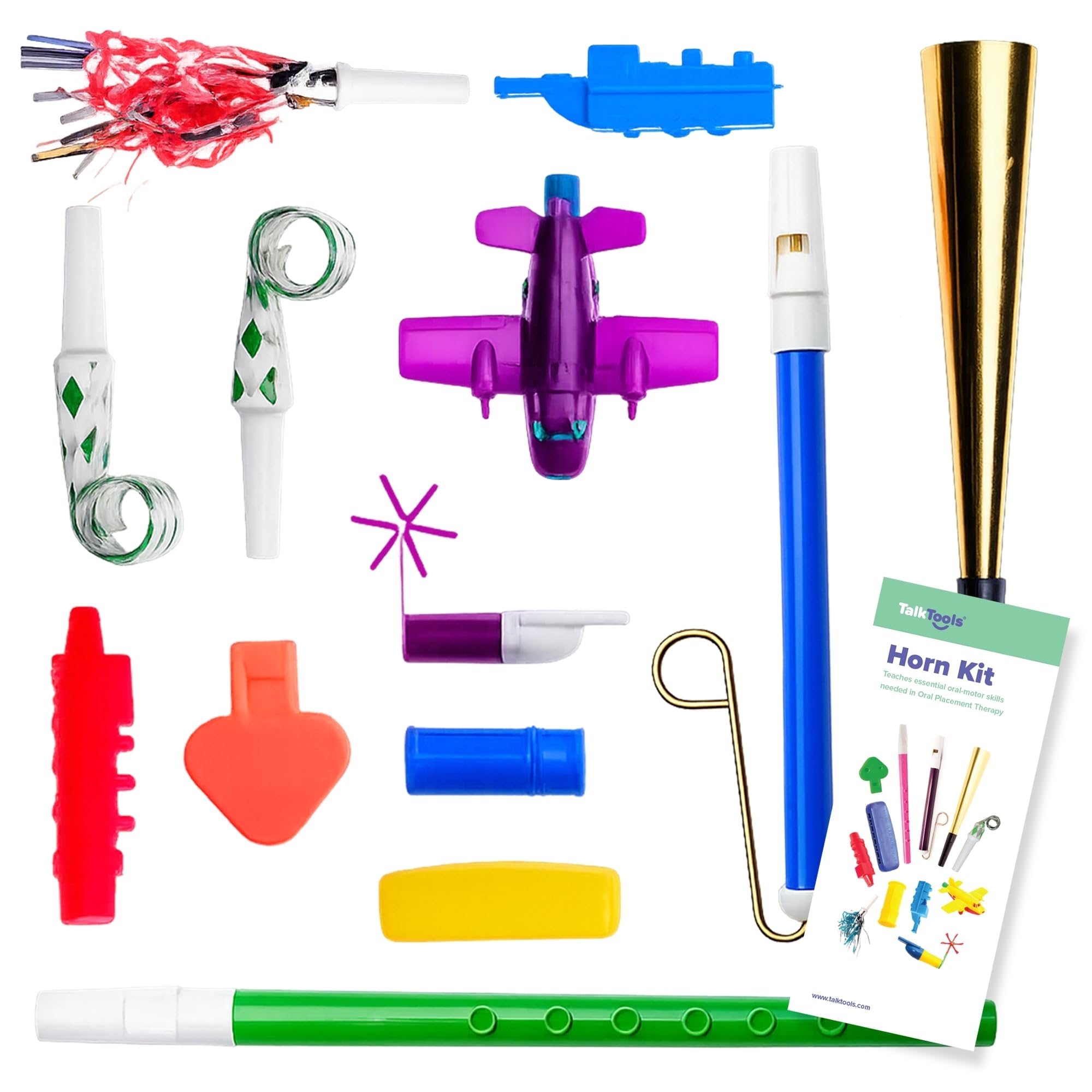 TalkTools Kit de klaxon | Thérapie de placement du moteur oral | Améliore le positionnement de la parole, de la langue et des lèvres | Réduit ou élimine la bave | Classement abdominal | Débit d'air