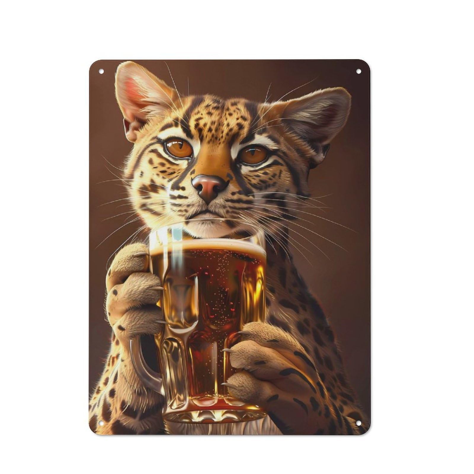 Junmoney Ocelot Beer Vintage Metal Wall Sign 40X30cm For Bar Or Restaurant, For Kitchen, Dining Room And Home Bar Wall Decor