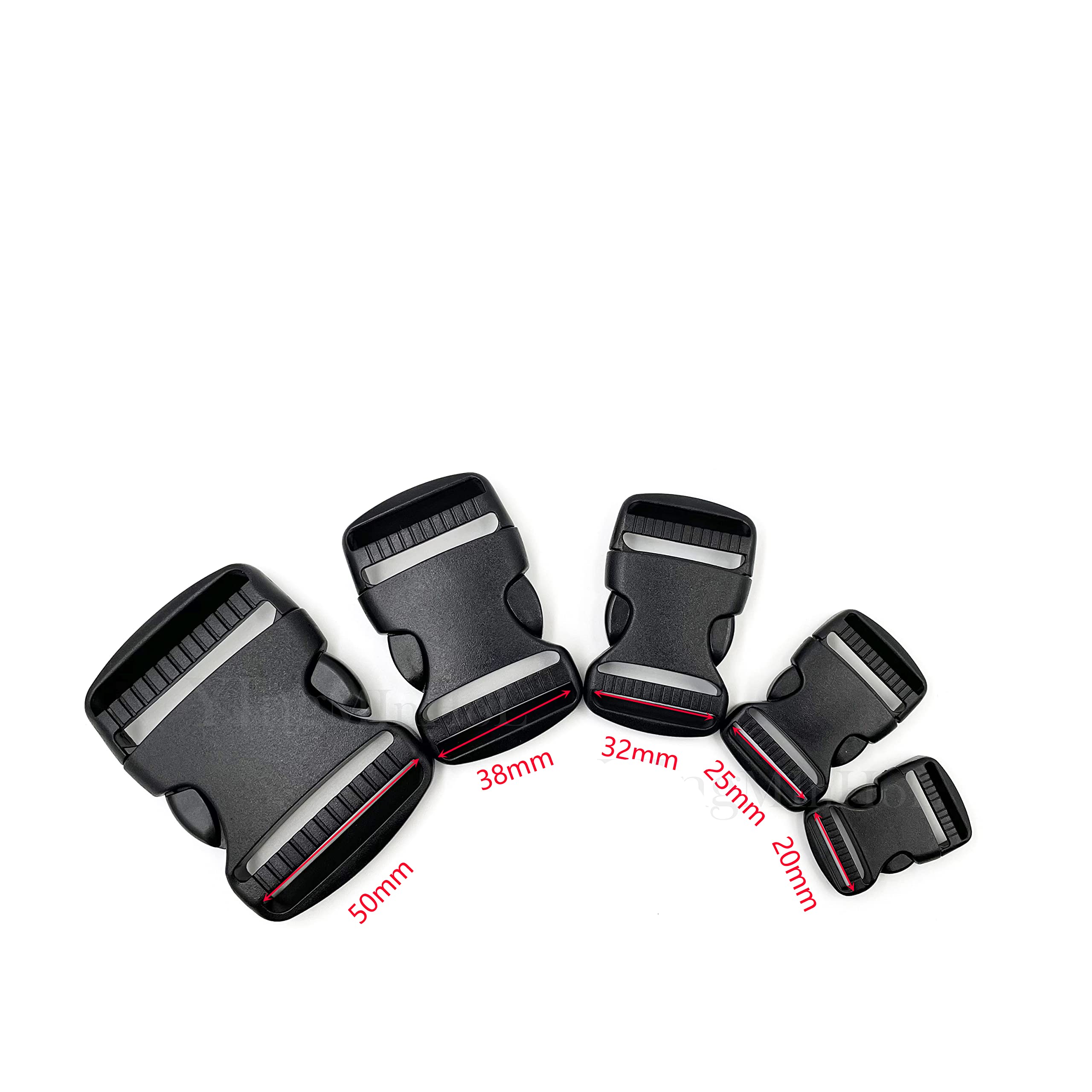 20mm/25mm/32mm/38mm/50mm negro doble hebillas de liberación lateral ajustable mochila táctica cinturón piezas correa correa