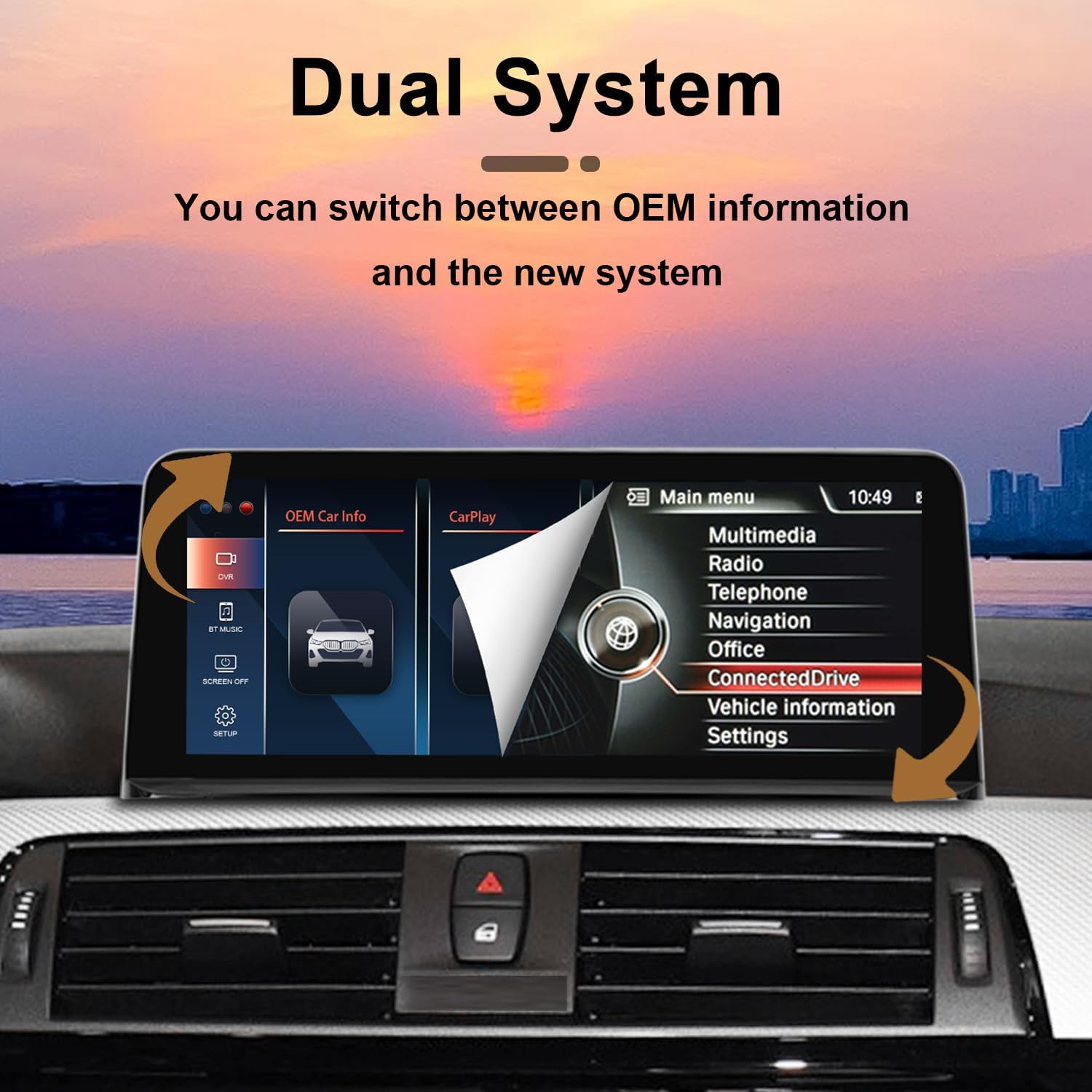 Linux 10.25" Car Radio Multimedia Screen for BMW 2013-2016 1 3 Series F20 F30 with 6PIN NBT CIC, CarPlay Android Auto Support for Calls Using OEM Bluetooth
