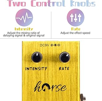 Tremolo Pedal, Horse Electric Guitar Effects Pedals Mini Single Type DC 9V True Bypass (Yellow)