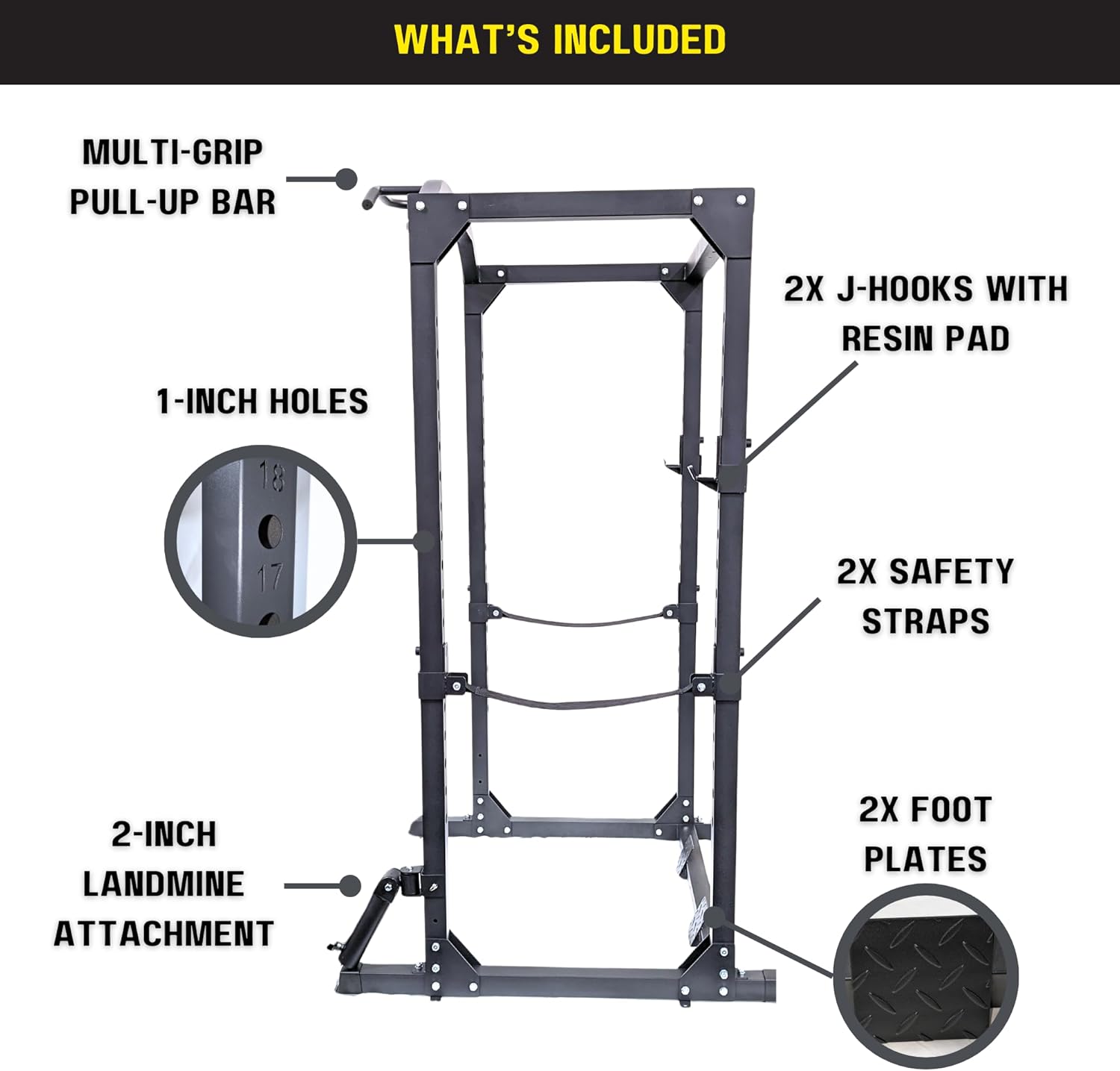 HulkFit Multi-Functional Adjustable Pro Series Power Rack Power Cage Exercise Equipment for Home Gym with Squat Rack Attachments and Accessories - Bench Press, Squats, and Deadlifts - Multicolor