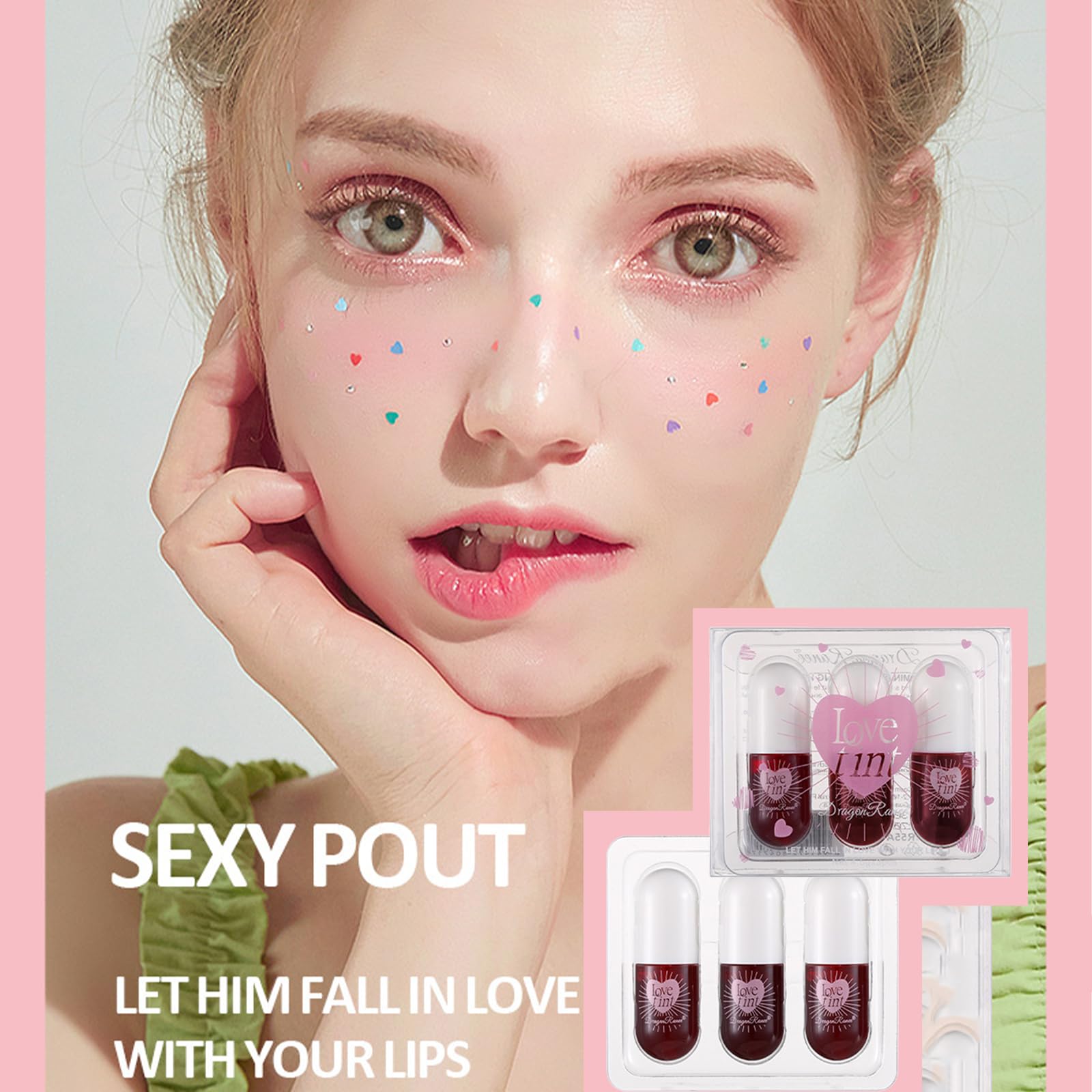Tint 3-in-1 Lip Stain Set, Long-Lasting Waterproof Liquid Lipstick, Pink and Coral Shades, Hydrating Lip & Cheeks Stain - Image 3