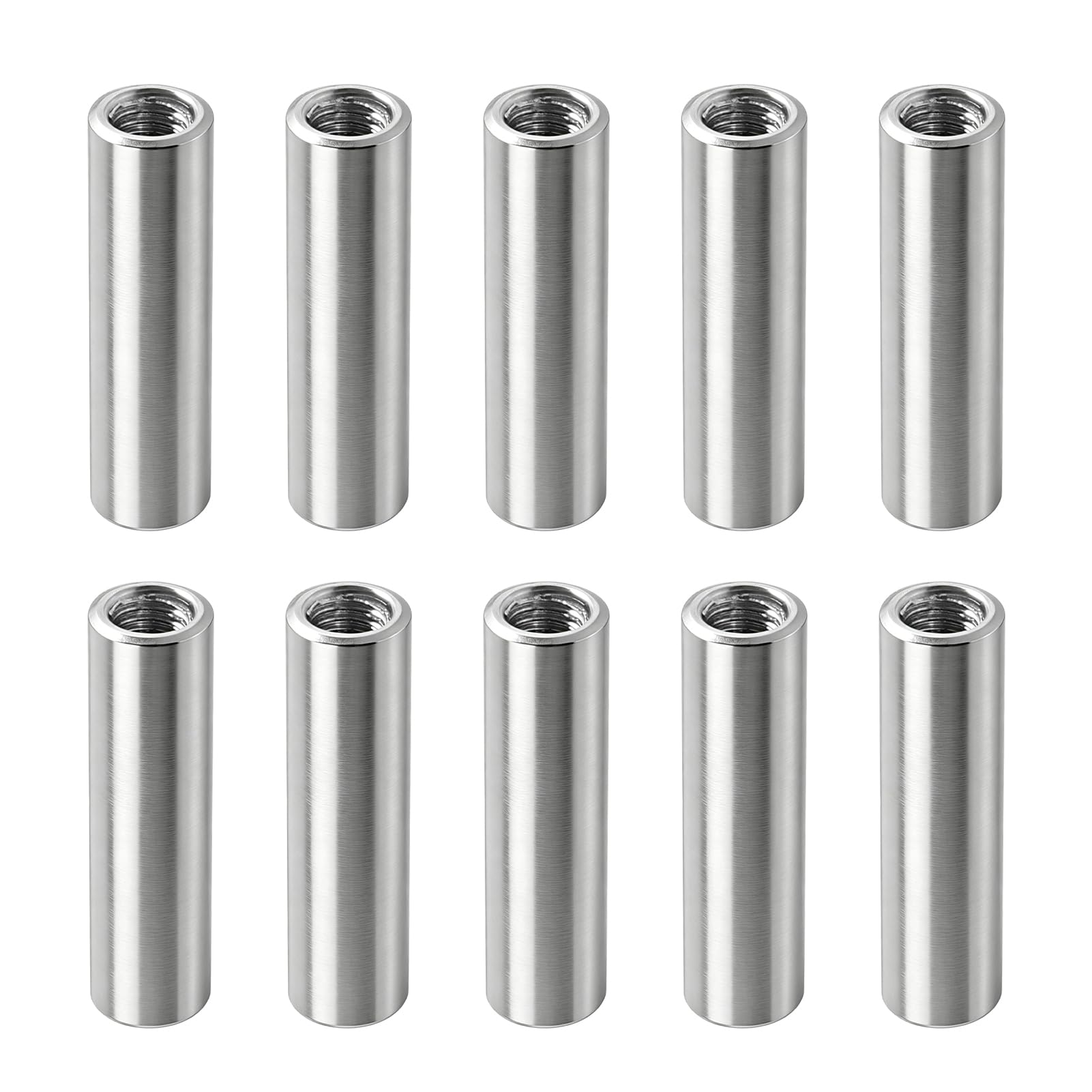 10 sztuk tulejek gwintowanych M8, długie nakrętki M5 x 30 x 8 mm, 304, ze stali nierdzewnej, okrągłe nakrętki łączące, nakrętki łączące, nakrętki łączące, gwint wewnętrzny, mufy dystansowe, nakrętki